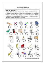 Classroom objects worksheet - ESL worksheet by Future Lee