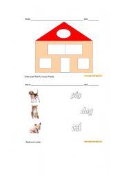 English worksheet: houses, animals and weather