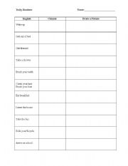 English Worksheet: Daily Routines Worksheet