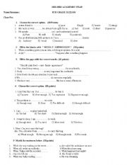 English Worksheet: 8th grade exam