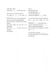 English Worksheet: Justin Beiber cloze exercise 