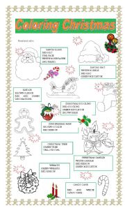 English Worksheet: Coloring christmas