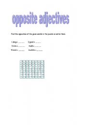 English worksheet: Opposite adjectives