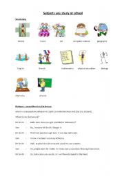 English worksheet: schoolsubjects