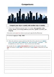 English Worksheet: Comparing cities or countries.