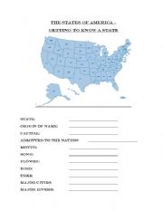 English Worksheet: The States of America