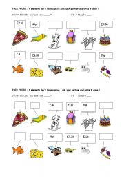 asking for prices worksheets