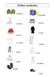 clothes vocabulary - ESL worksheet by clemjy