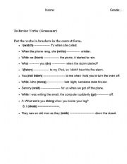 English worksheet: revise tenses of verbs