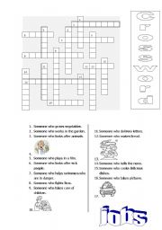 Crossword - JOBS - ESL worksheet by i-rene