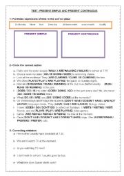 English Worksheet: TEST: PRESENT SIMPLE AND CONTINUOUS