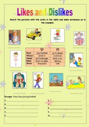 likes and dislikes - ESL worksheet by hazel108