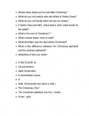 English Worksheet: Christmas riddles