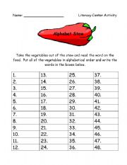 English Worksheet: Alphabet Stew