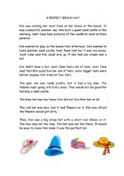 English worksheet: A perfect beach hat comprehension