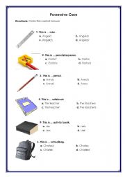 English worksheet:     The Possessive Case