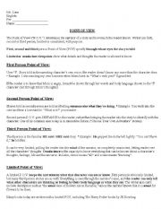 English worksheet: Point of View worksheet