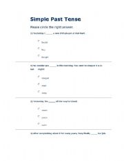 English worksheet: past tense