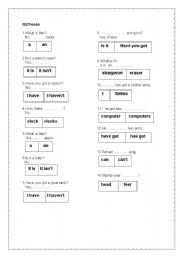 English worksheet: A short test for youung learners