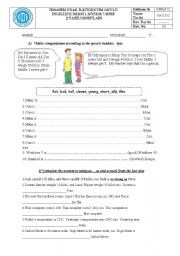 English Worksheet: 7th year comparative & as...as forms 
