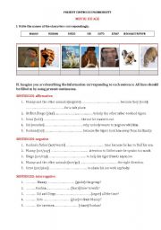 English Worksheet: PRESENT CONTINUOUS + MOVIE WORKSHEET ICE AGE 