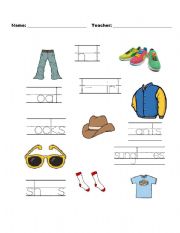 English worksheets: Clothing - Matching and Missing Letter Fill-In