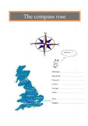 English worksheet: the compass rose