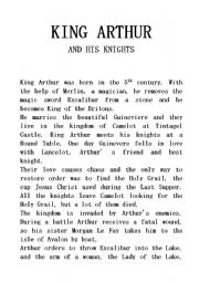 A LEGEND: King Arthur and his knights (shorter form)