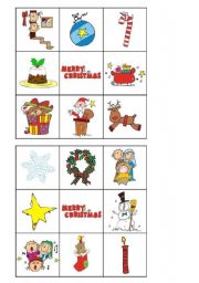 English Worksheet: Christmas bingo 1/2