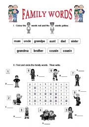 English Worksheet: Family Words