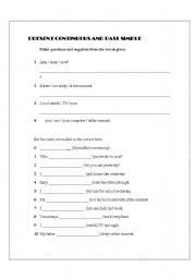 English worksheet: PRESENT CONTINUOUS AND PAST SIMPLE