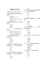 English worksheet: Level Test for beginners