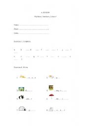 English Worksheet: A JUNIOR - Alphabet - Numbers- Colours