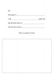 English worksheet: All About Me!