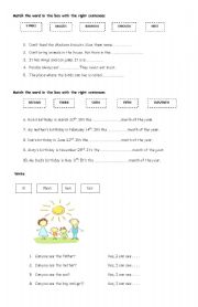 English Worksheet: preposition and ordinal number