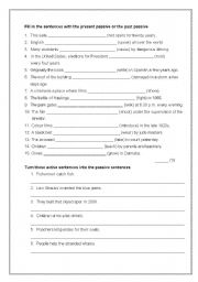English worksheet: present and past passive