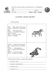 English worksheet: Describing the animals