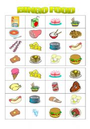 English Worksheet: bingo food (3rd part)