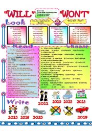 English Worksheet: will and wont