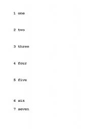 English worksheet: Trace numbers 1 to 20