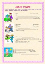 English Worksheet: Mixed Tenses Worksheet (2pages)
