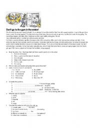 English worksheet: Dont go to the gym in the winter!