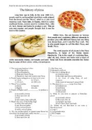 English Worksheet: THE HISTORY OF PIZZA