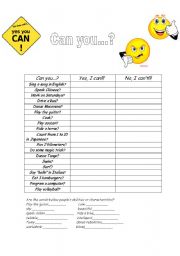 English Worksheet: can you? interview
