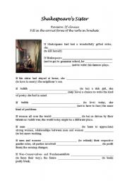 English Worksheet: Shakespeares sister  (revision: if-clauses)