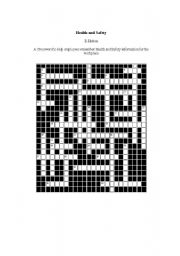 English Worksheet: Health and Safety Crossword