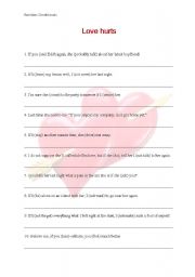 English Worksheet: Love hurts (revision: conditionals)