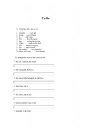 English Worksheet: To Be exercices