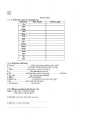 English worksheet: past tense test
