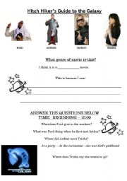 English worksheet: hITCH HIKER GUIDE TO THE GALAXY